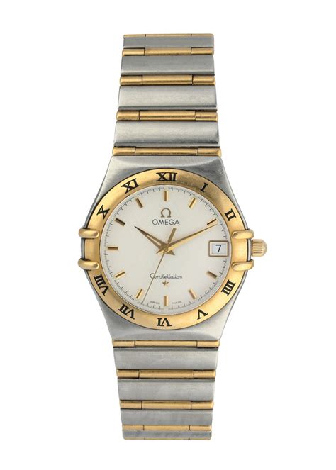 omega constellation two tone men's watch|omega constellation price guide.